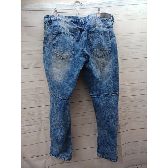 WT 02 Pants Mens Blue Denim Jeans Distressed Acid Wash Cotton Blend 42x32 - Picture 4 of 8